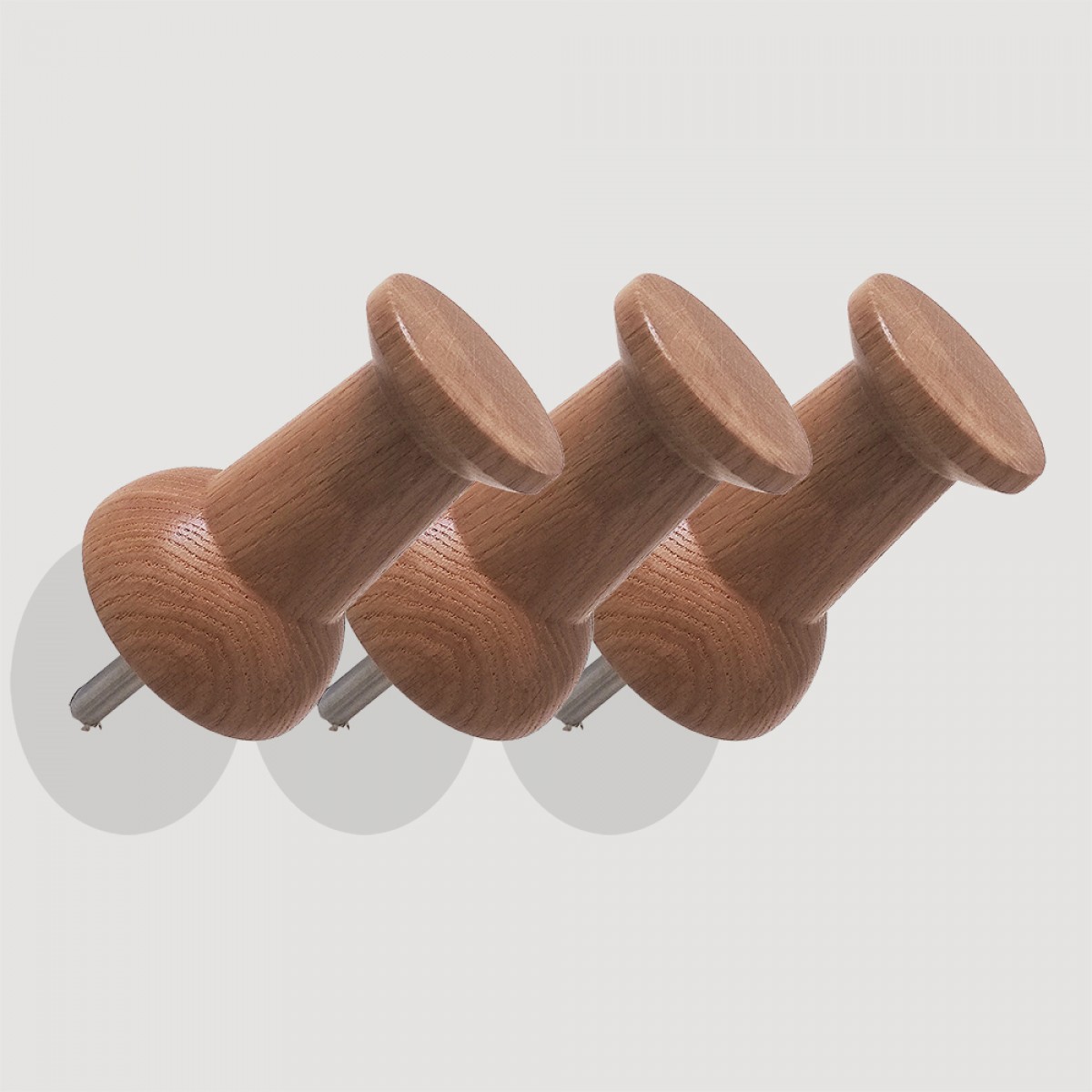 NETTESHEIMDESIGN – XXL Holz Pinnadel // Garderobe // Wandhaken // Eiche // 3er Set