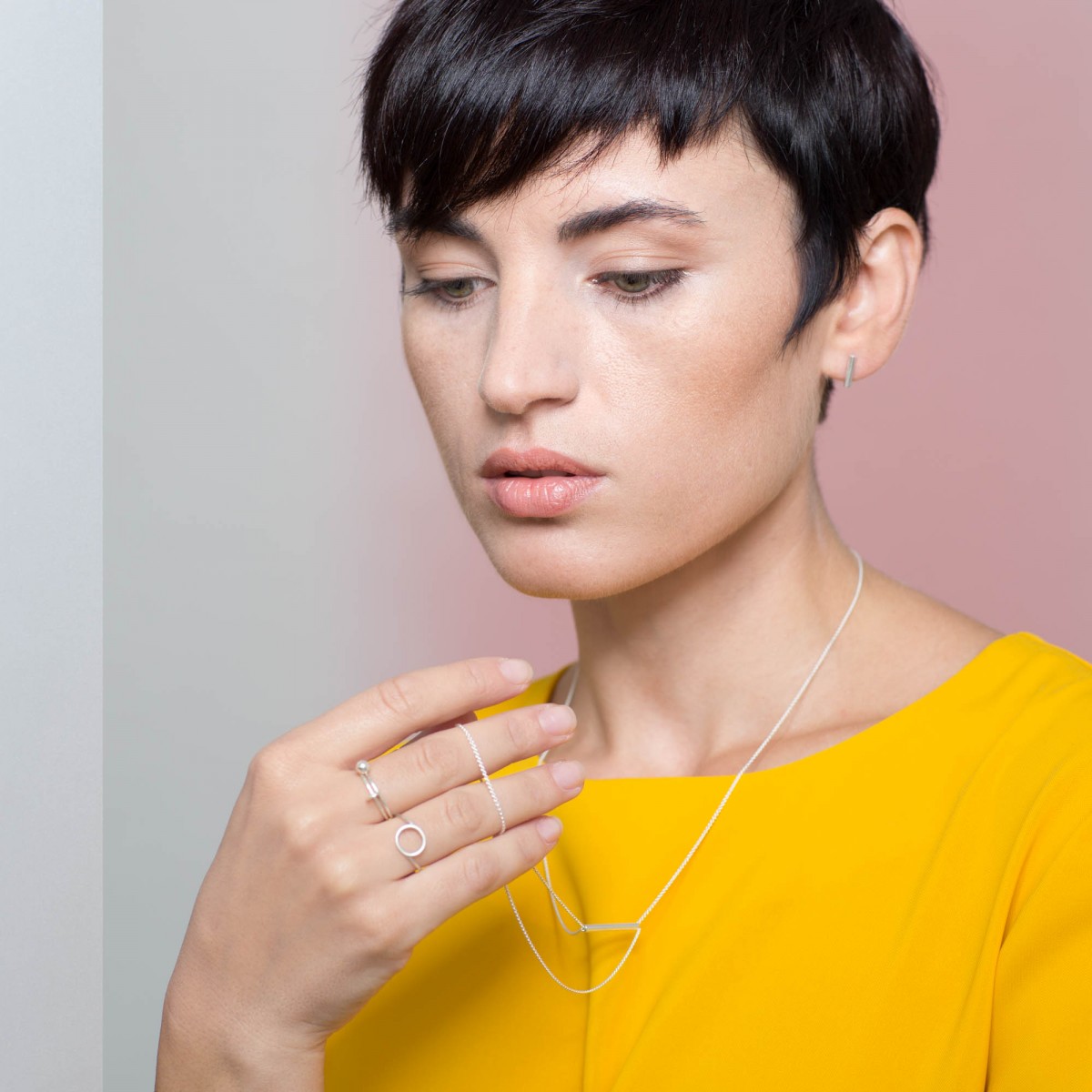 Stecker PROFILE, Silber 925, Jonathan Radetz Jewellery, Sterlingsilber, Länge 10 mm, Handmade in Germany