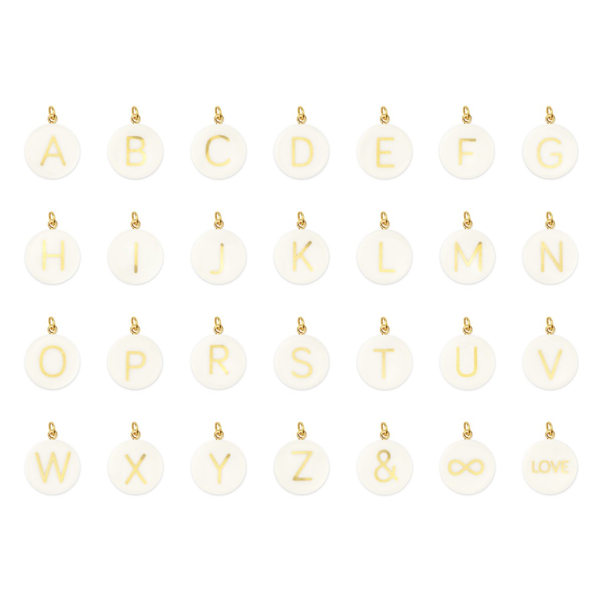 lille mus Porzellan-Halskette Buchstabe - Weiß/Gold