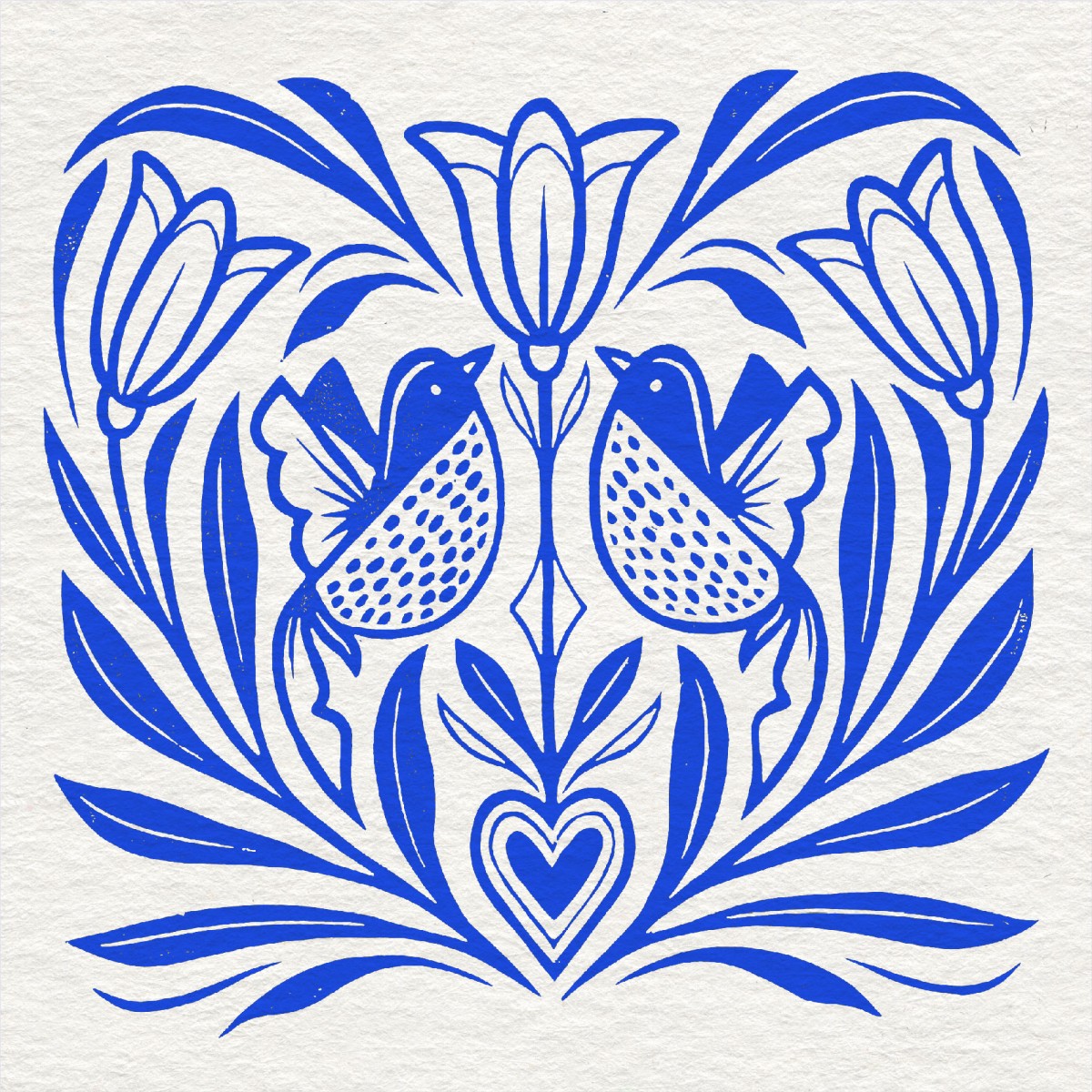 Juliana Fischer - Lovebirds - Linoldruck - 29,5 x 29,5 cm