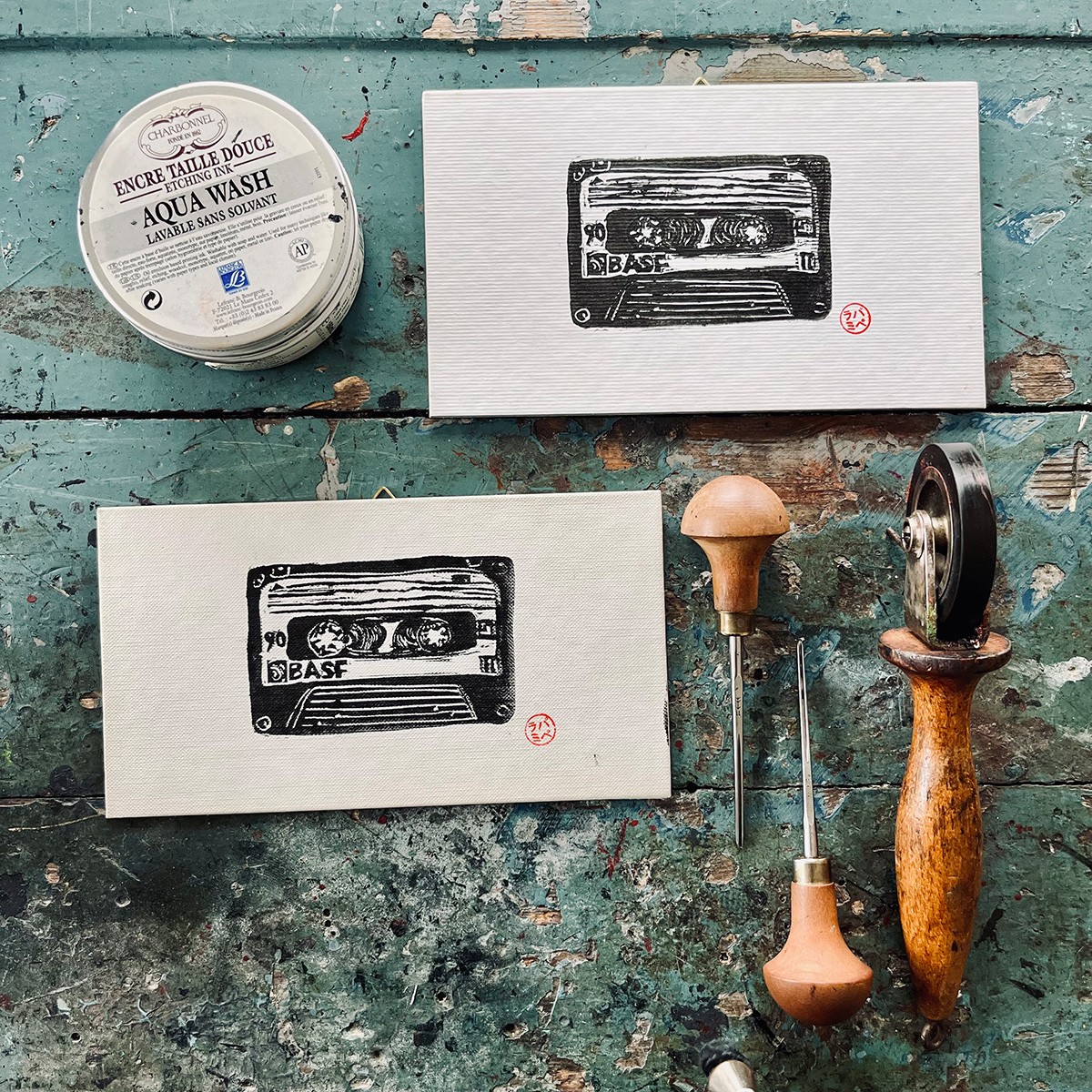 Retro - Musikkassette - Tape - K7
Linoldruck von papelami