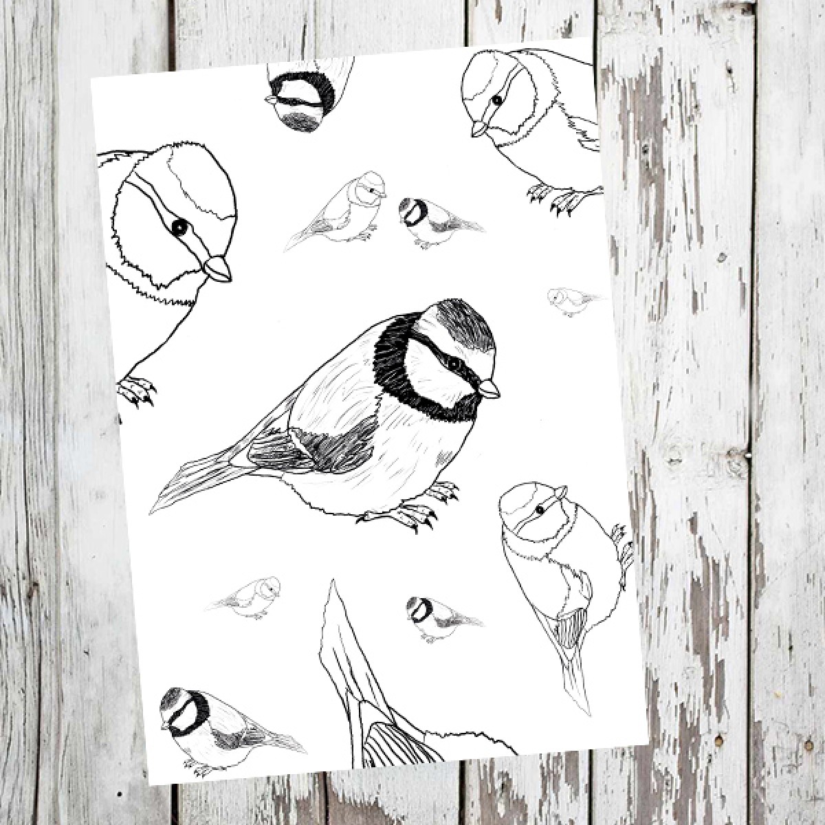 playfulsolutions Notizheft mit Vogel Illustration "Meise"