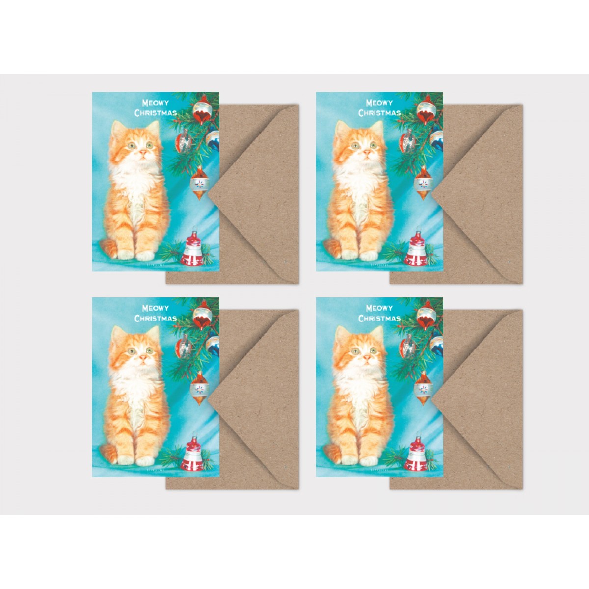 typealive / Retro-Weihnachtskarten 4er Set / Meowy Christmas