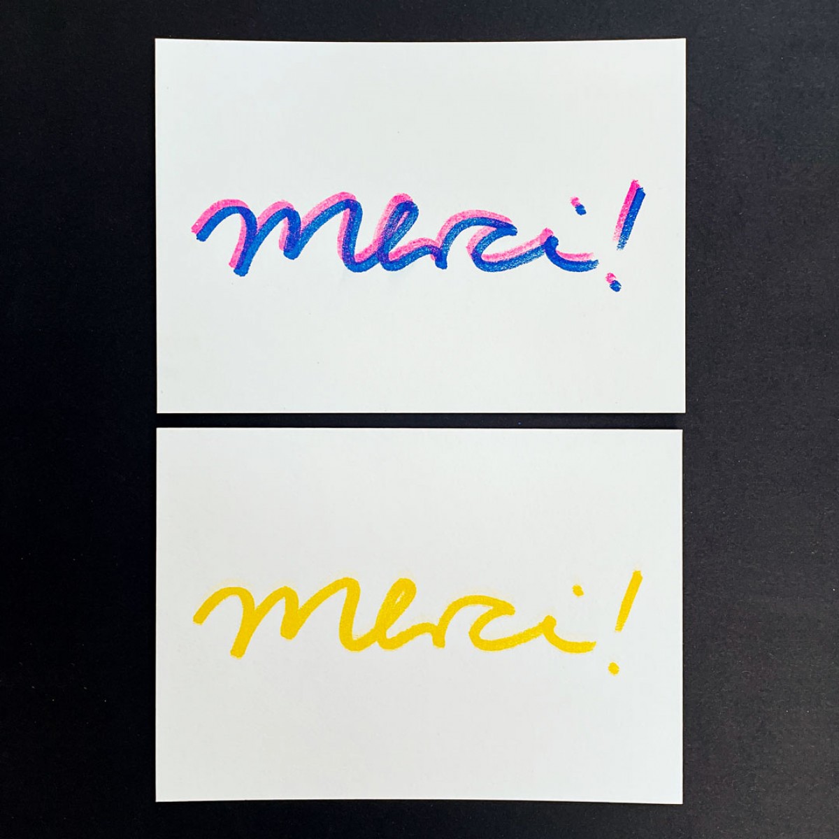 Merci! – 8-er Set, Din A6-Karten, vierfarbige Risografie