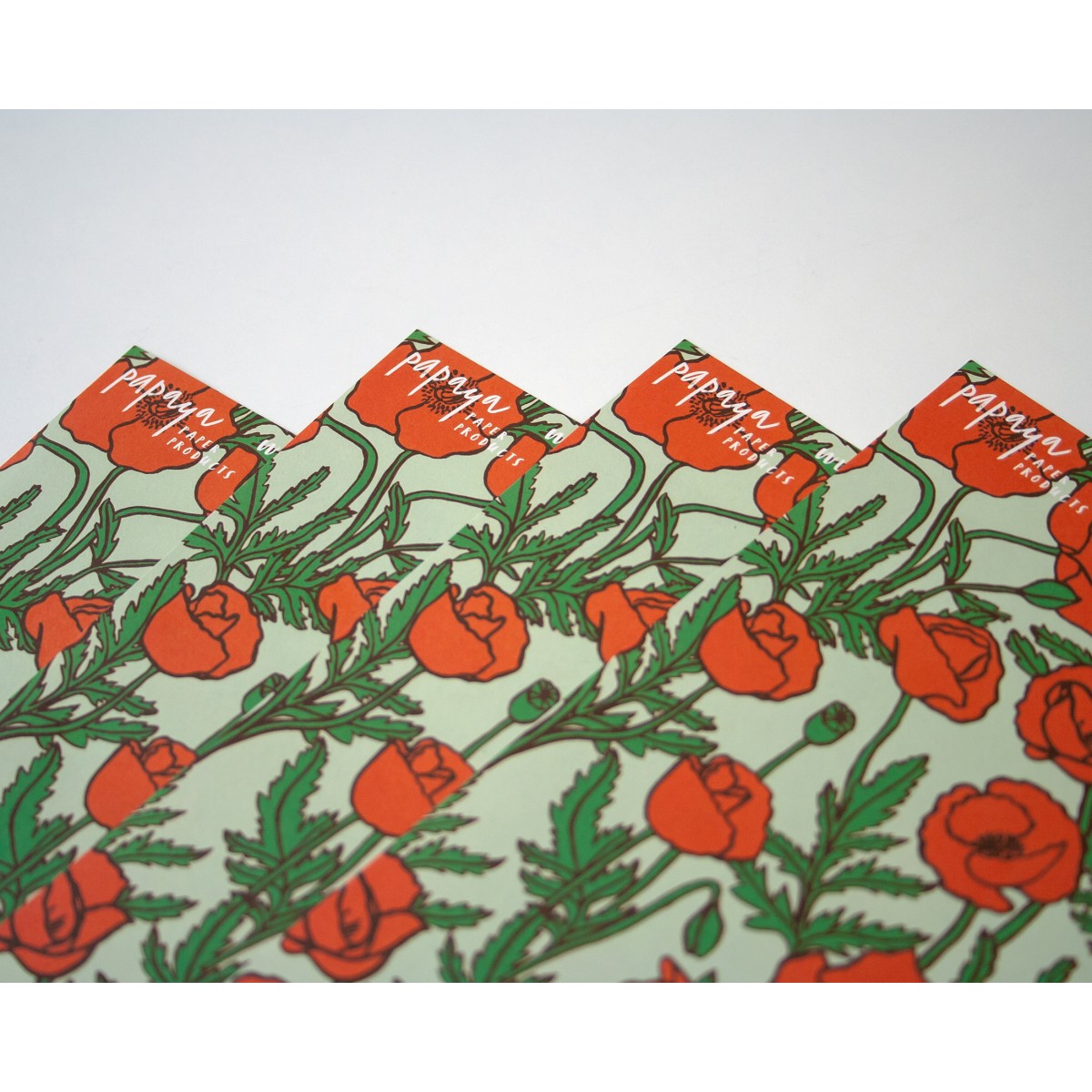 Geschenkpapier Mohn, 4 Bogen // Papaya paper products