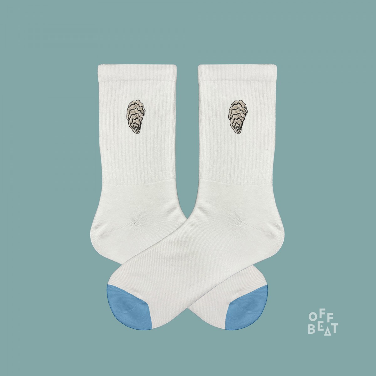 Bestickt Oyster Socken von Offbeat