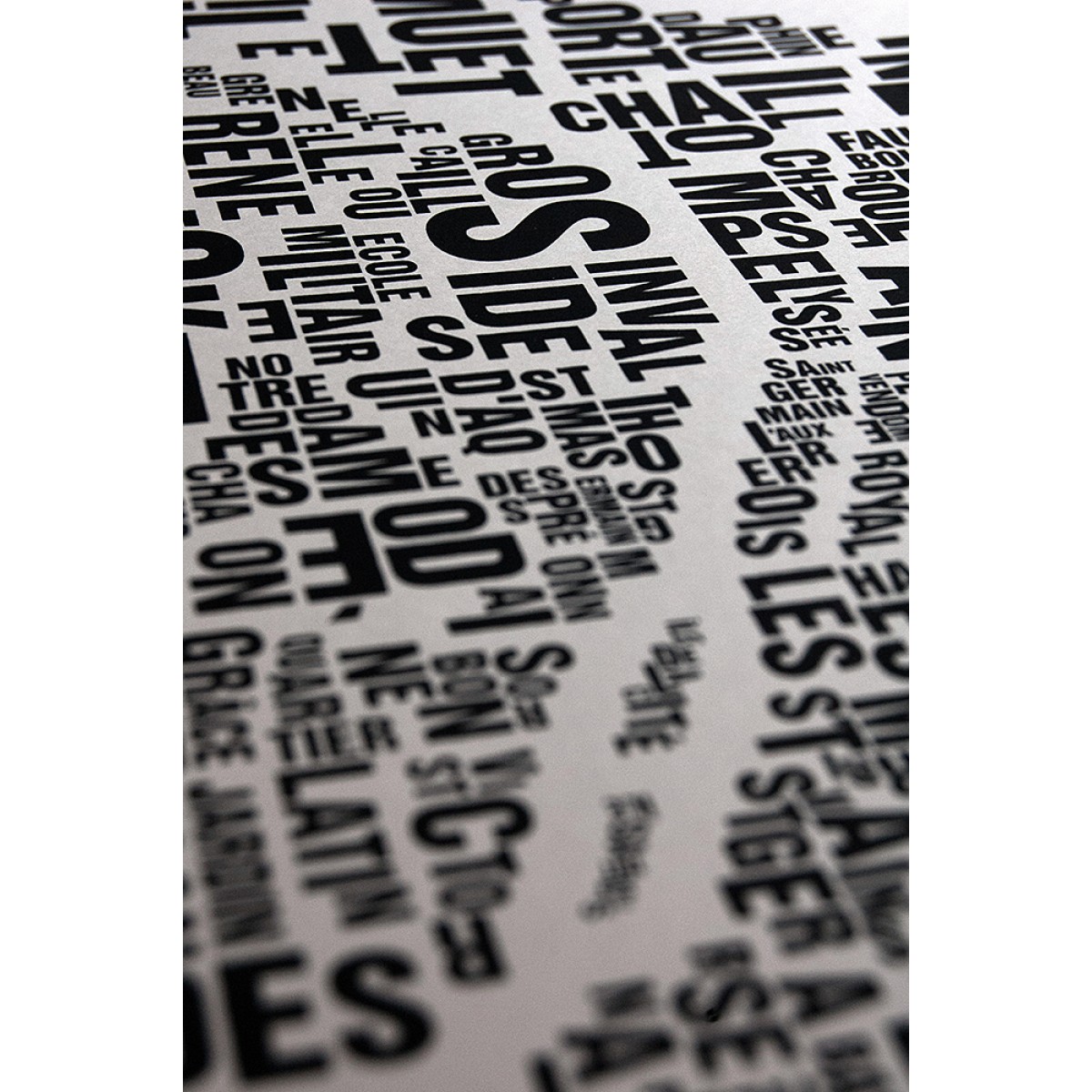 Buchstabenort Paris Stadtteile-Poster Typografie