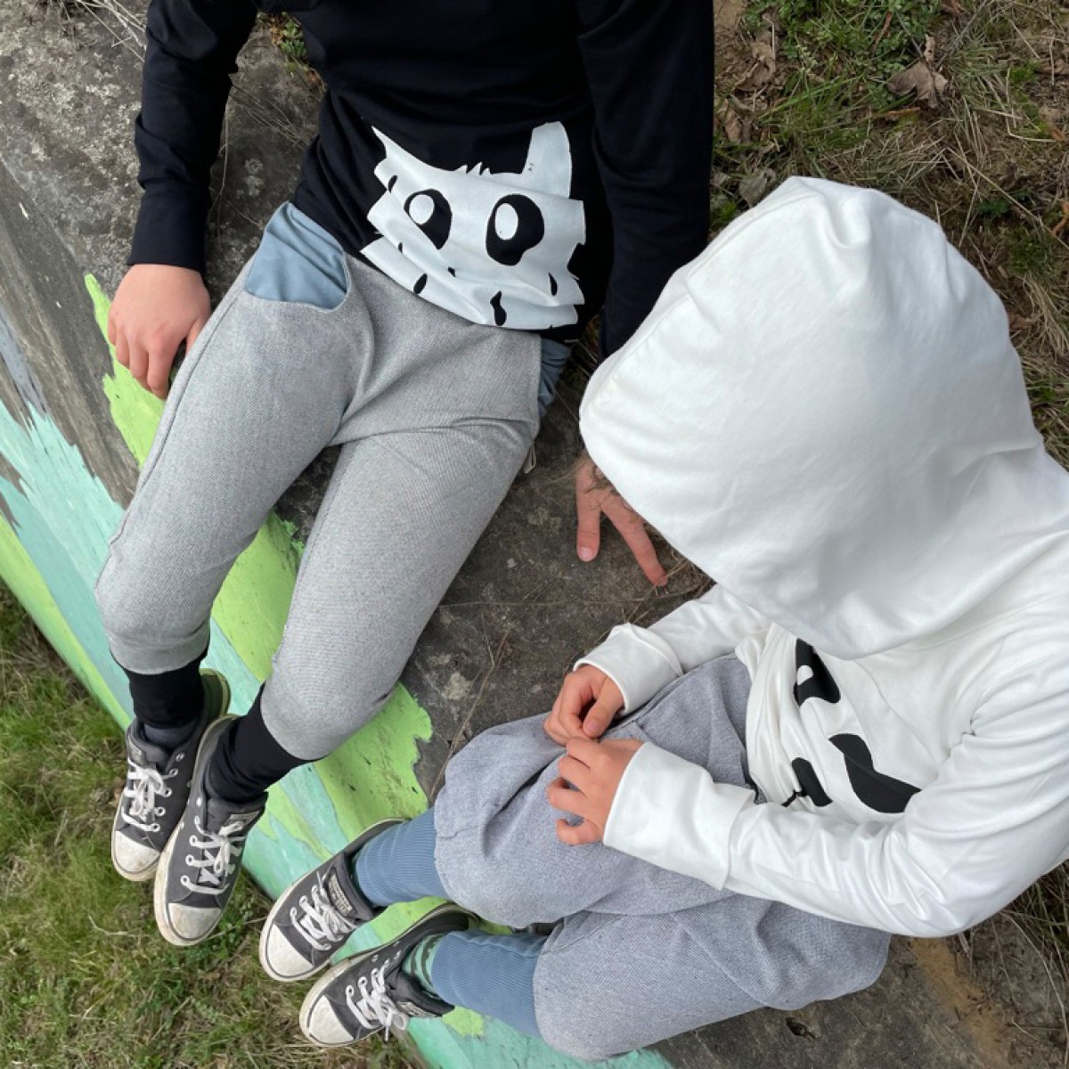Wunschbrunnen | Hoodie "Panda" | kids | Weiß/Schwarz