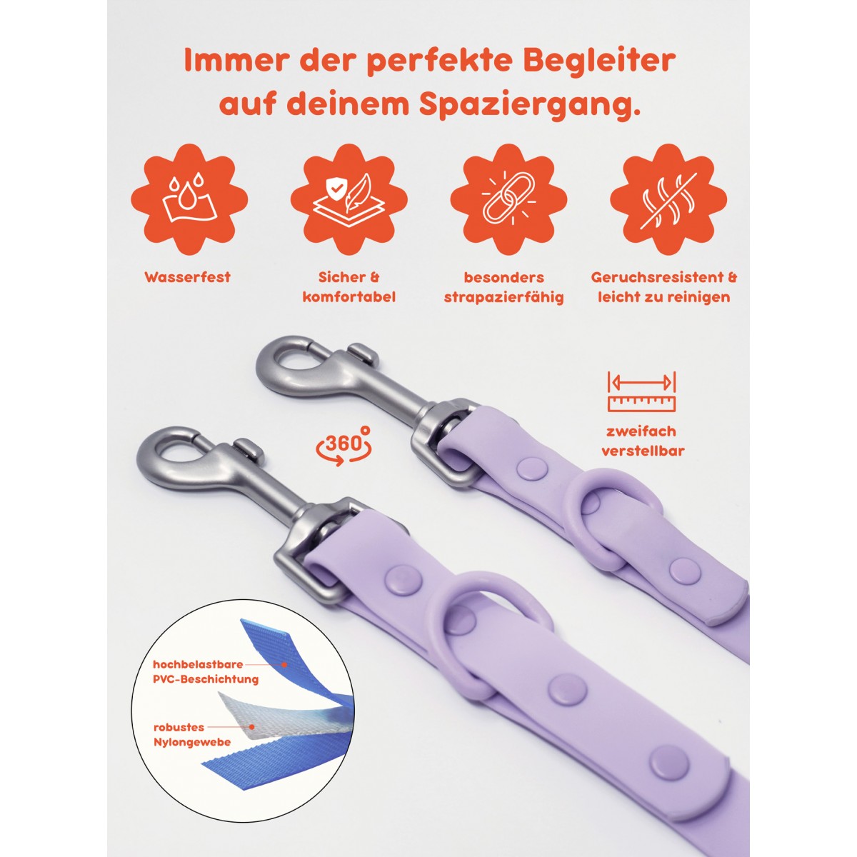 Hundeleine Outdoor wasserfest Schwarz - PawPopz