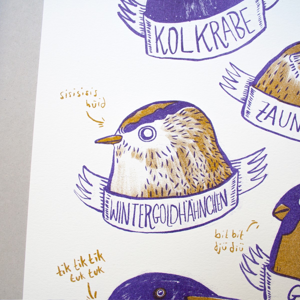 KLEINWAREN / VON LAUFENBERG Set / Heimische Vögel Poster + Posterleiste Eiche A3