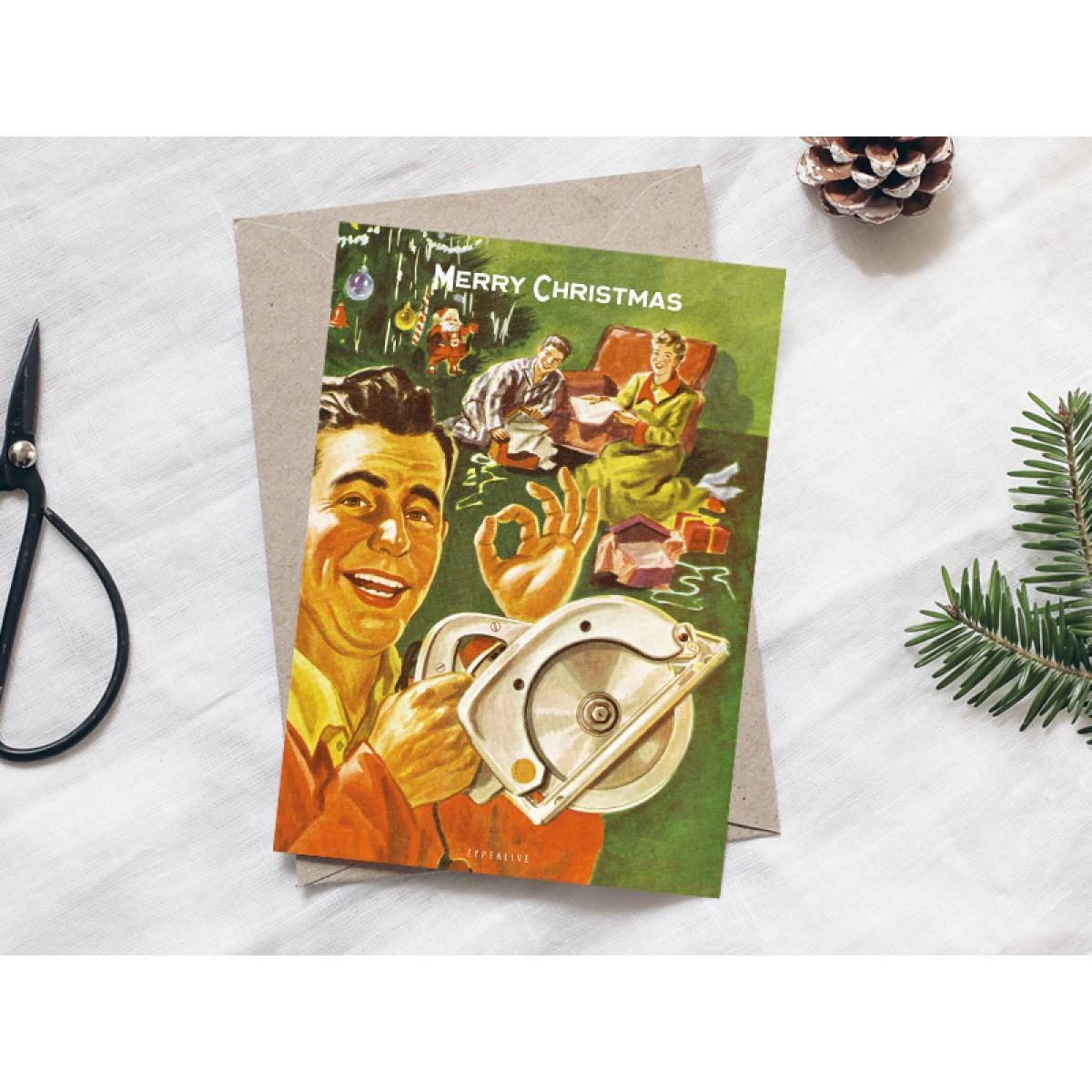 typealive / Retro-Weihnachtskarten 4er Set / Retro Christmas