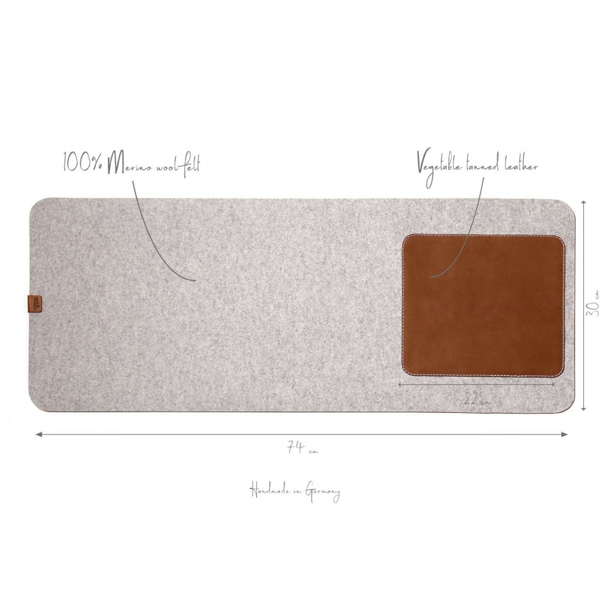 Schreibtischunterlage, Tastaturunterlage "MOIRA" aus Wollfilz und Leder