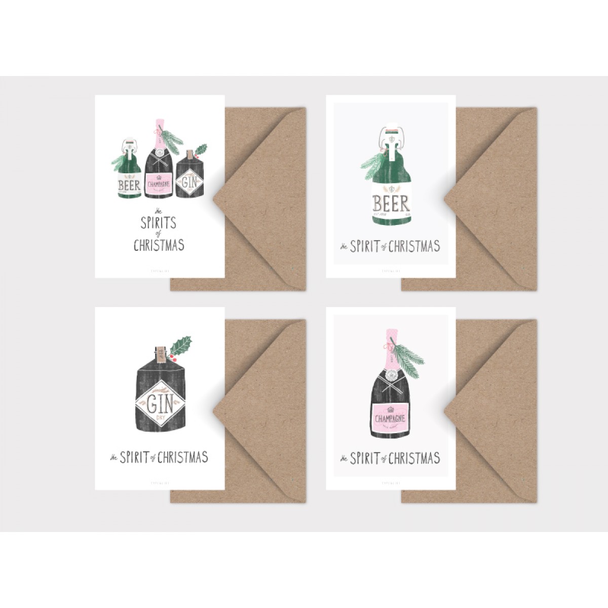 typealive / Weihnachtskarten 4er Set / Spirit of Christmas