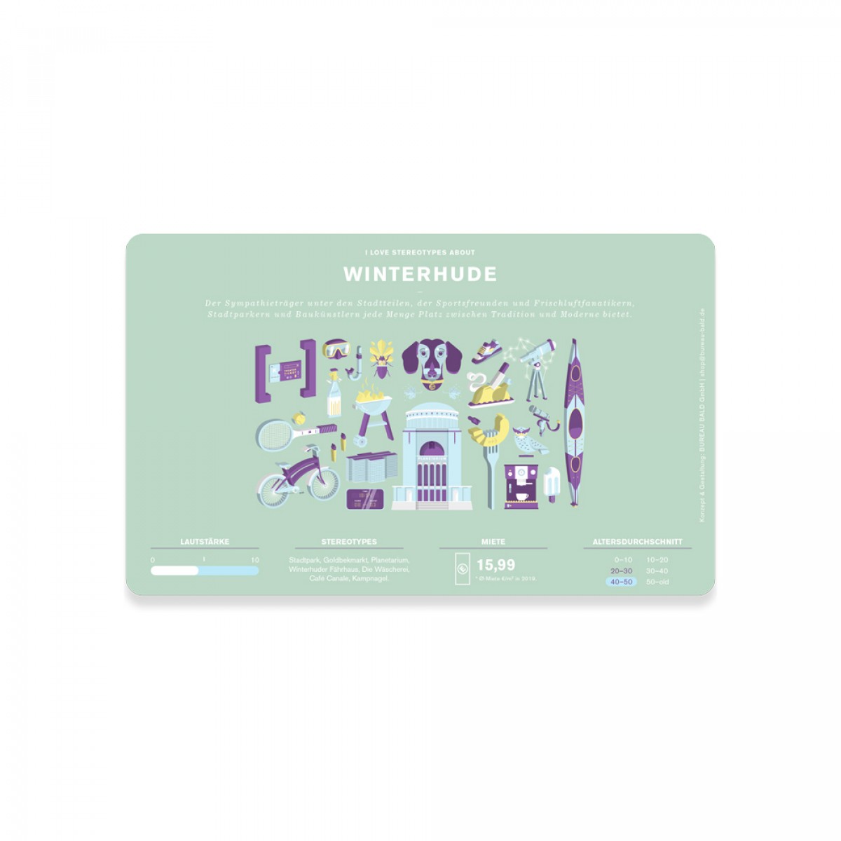 Bureau Bald Stadtteil-Frühstücksbrettchen Winterhude*Retrodesign