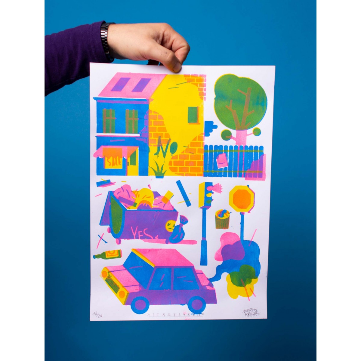 Martin Krusche - Stencildruck »Stadtleben« DINA3 (29,7x42cm)