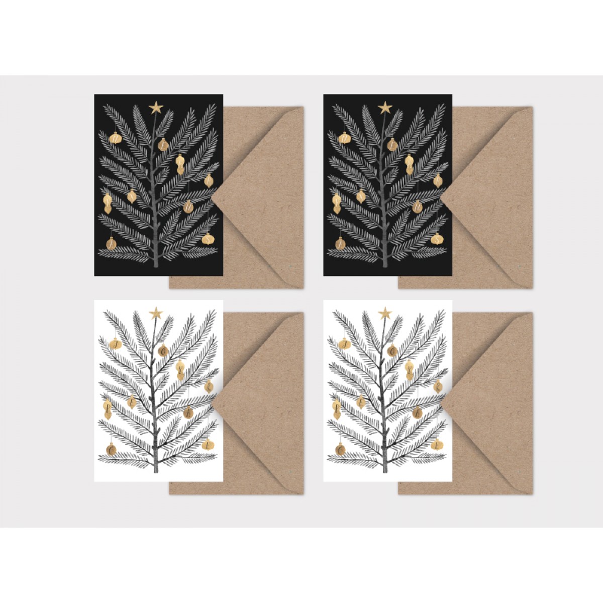 typealive / Weihnachtskarten 4er Set / Swedish Fir