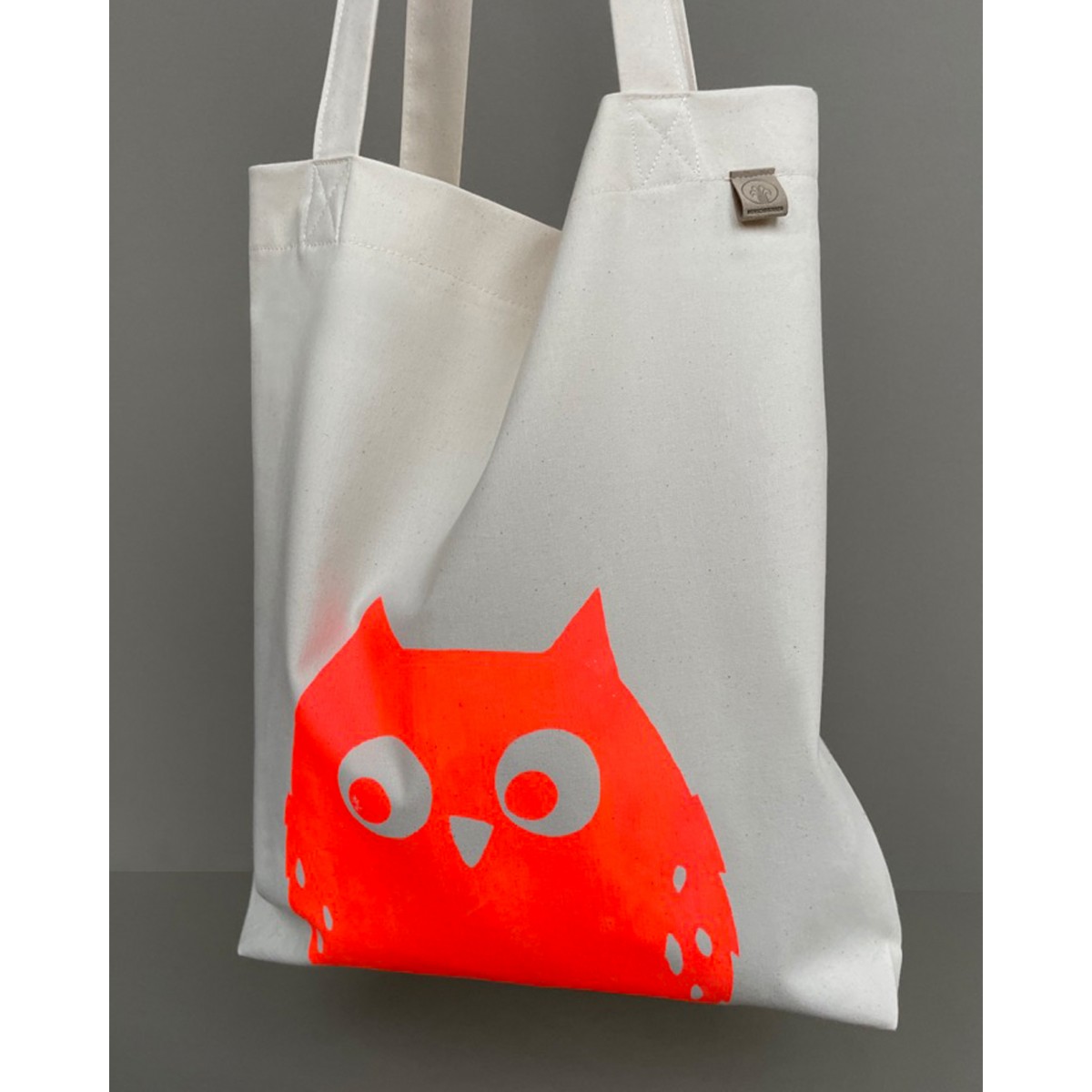 Wunschbrunnen | Canvas Shopper kids & adults "(E)ule" | Natur/Neon Peach