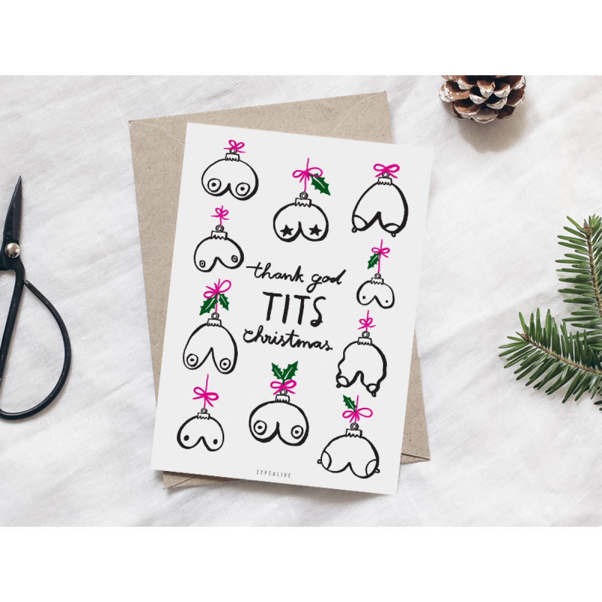 typealive / Weihnachtskarten 4er Set / Tits Christmas