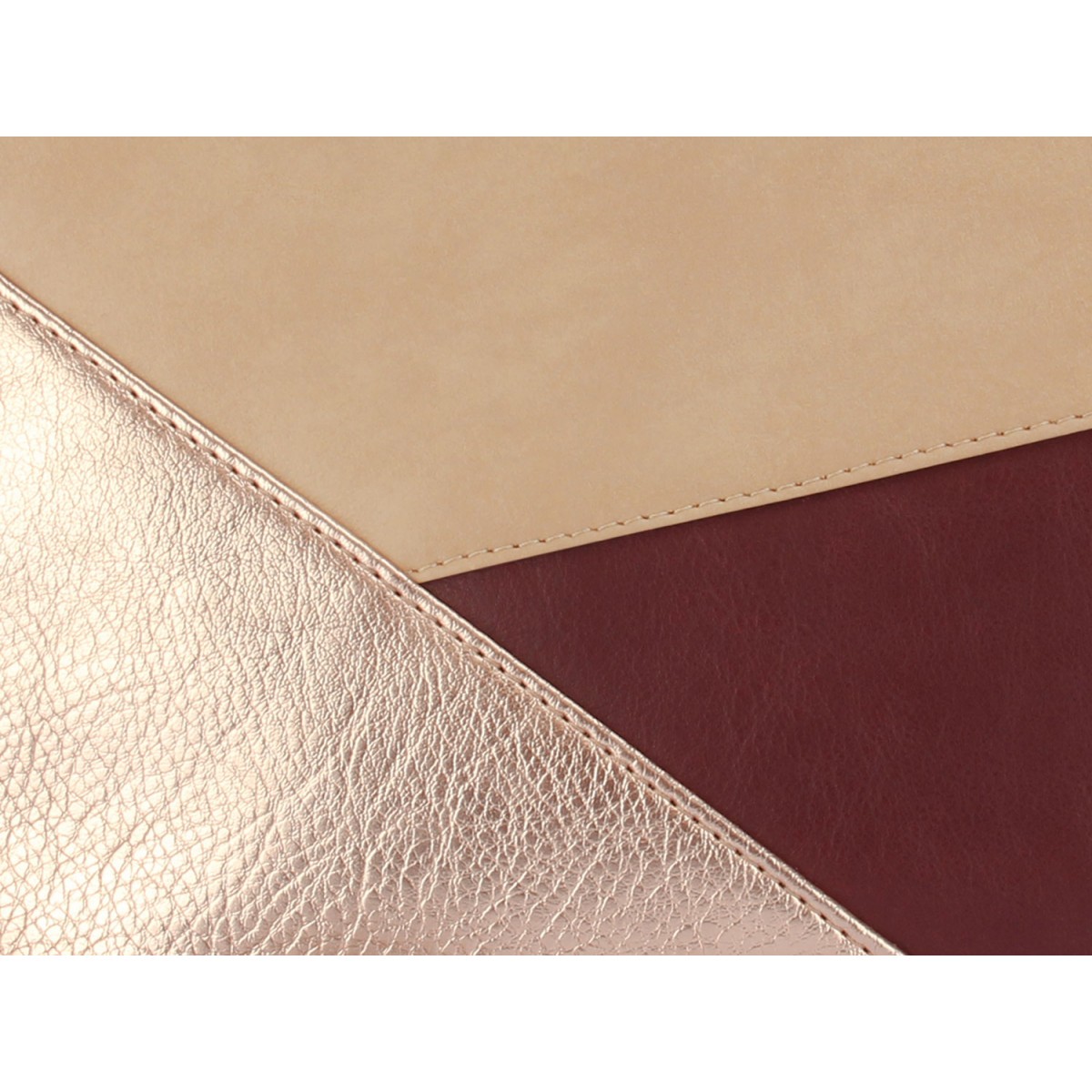lille mus vegane Geo-Umhängetasche GESINA - Beige/Roségold/Bordeaux aus Kunstleder mit Umhängeriemen