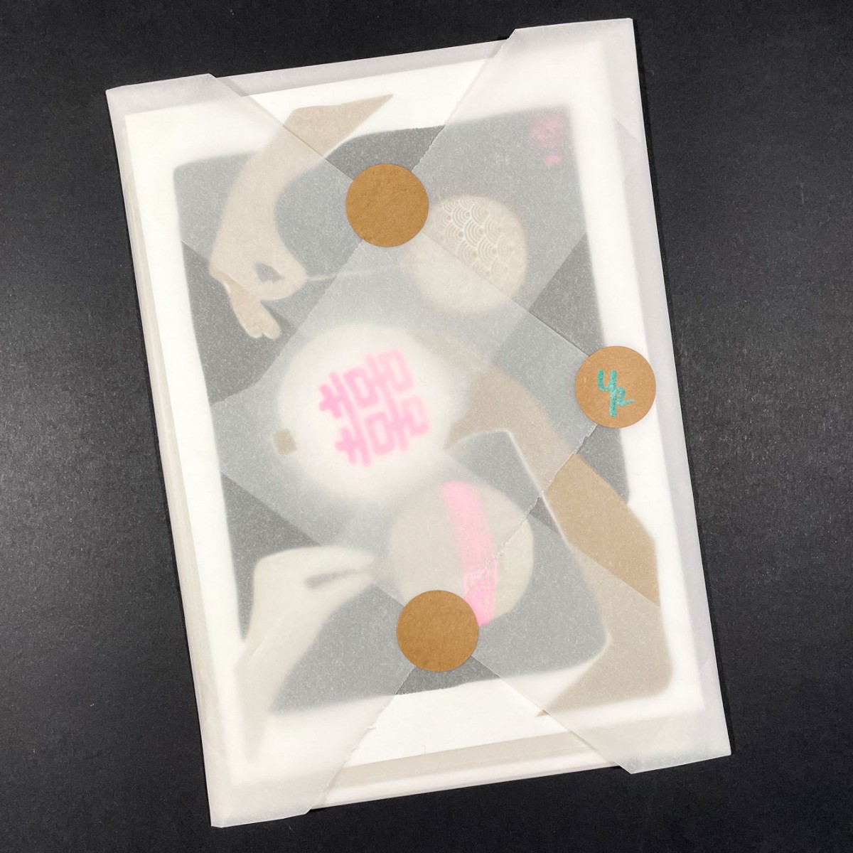 4er-Set DOUBLE LUCK – Din A5-Karten, dreifarbige Risografie