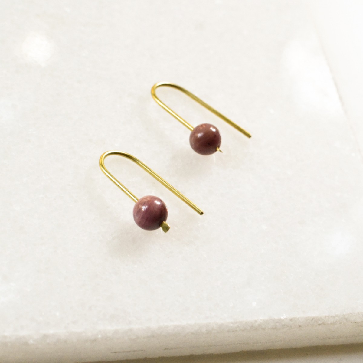 Gudbling // Minimalistische Rhodochrosit Ohrringe 