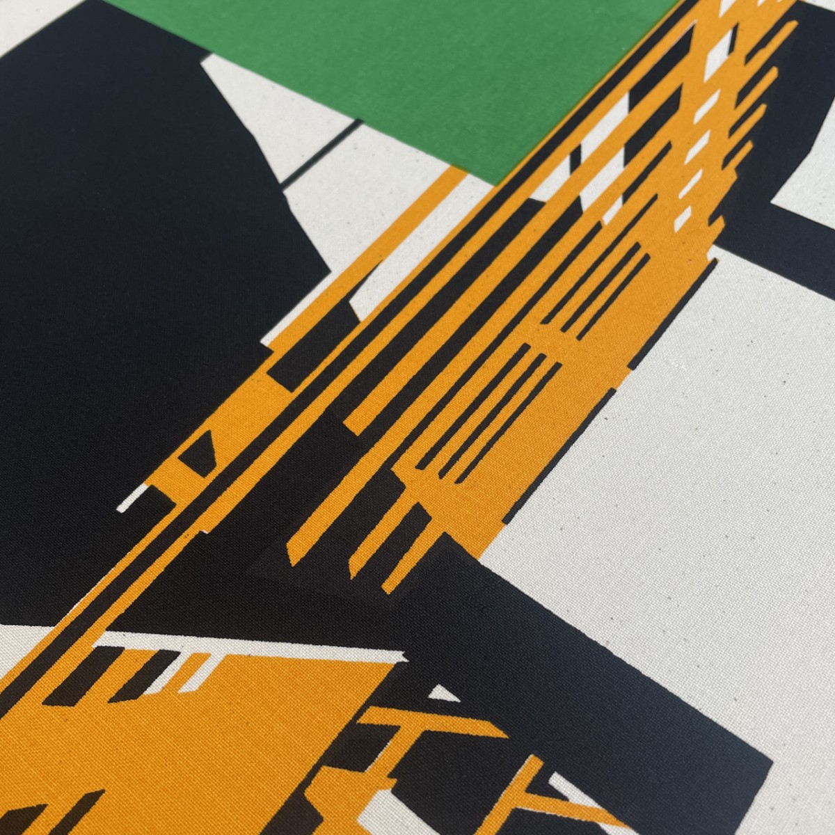 Print now - Riot later ● Abstract Architecture #02, Stoffsiebdruck auf Leinwand