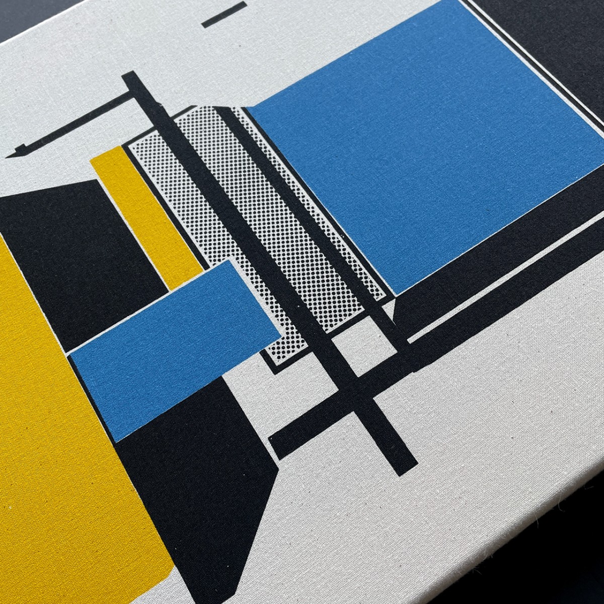 Print now - Riot later ● Abstract Architecture #01, Stoffsiebdruck auf Leinwand
