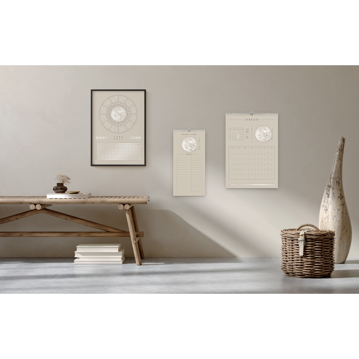 Mondkalender 2027 Poster Beige // ShellyCreates