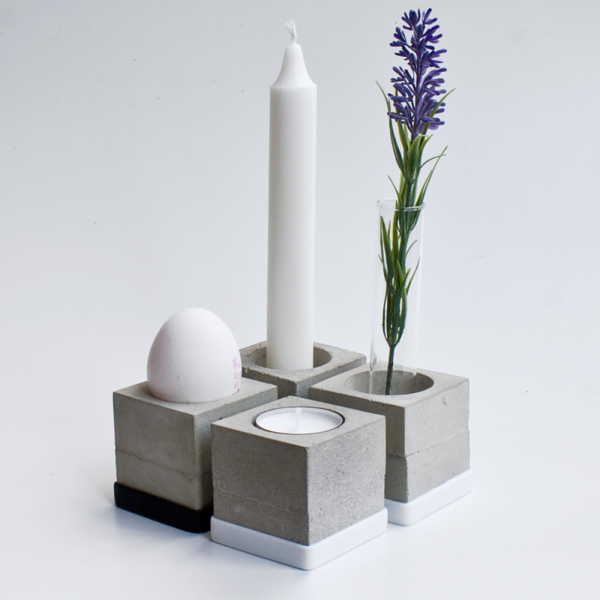 Block 4 (1er Set) Kerzenhalter-Vase-Eierbecher-Teelichthalter