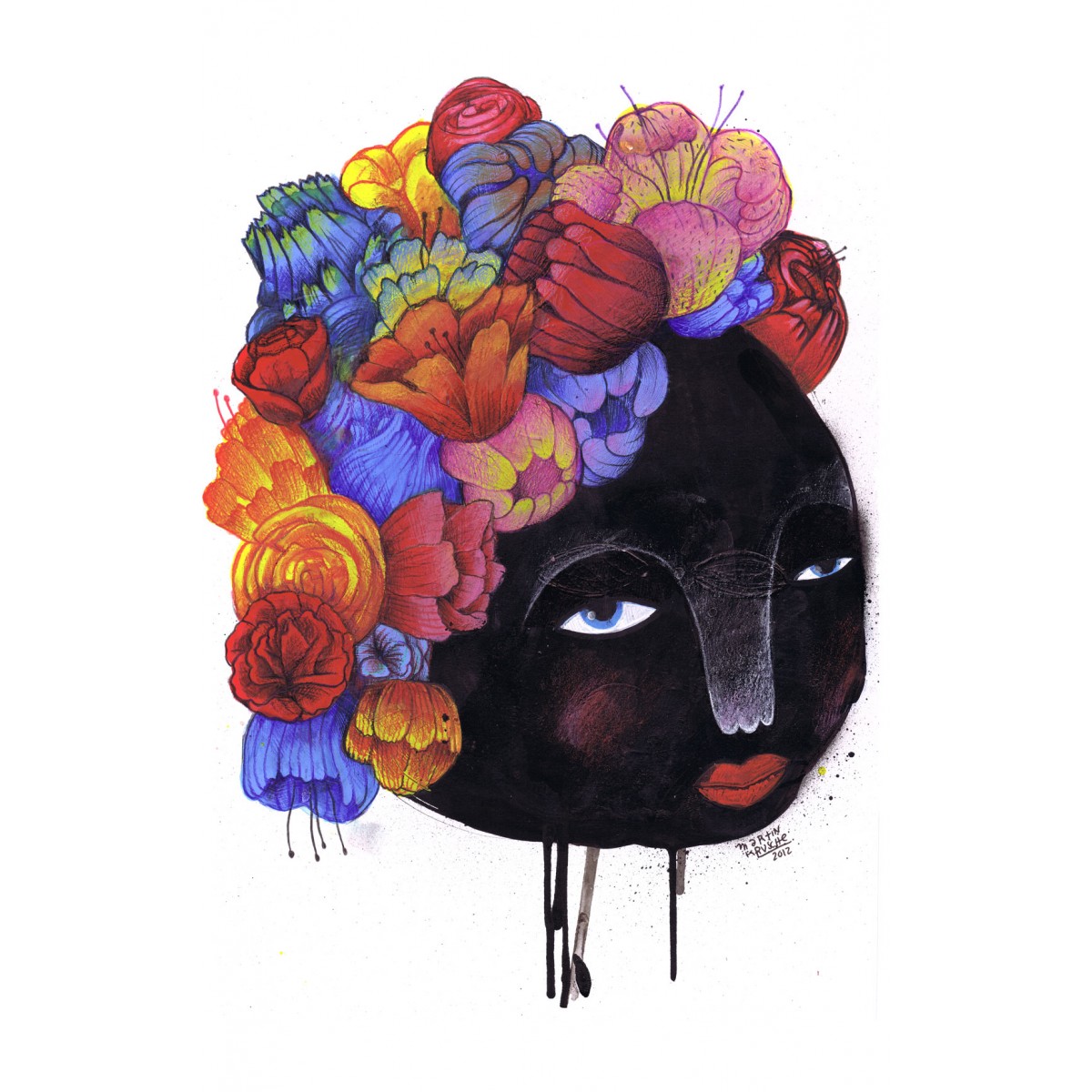 Poster »Blumenfrau« 50x70cm oder DINA3, Illustration