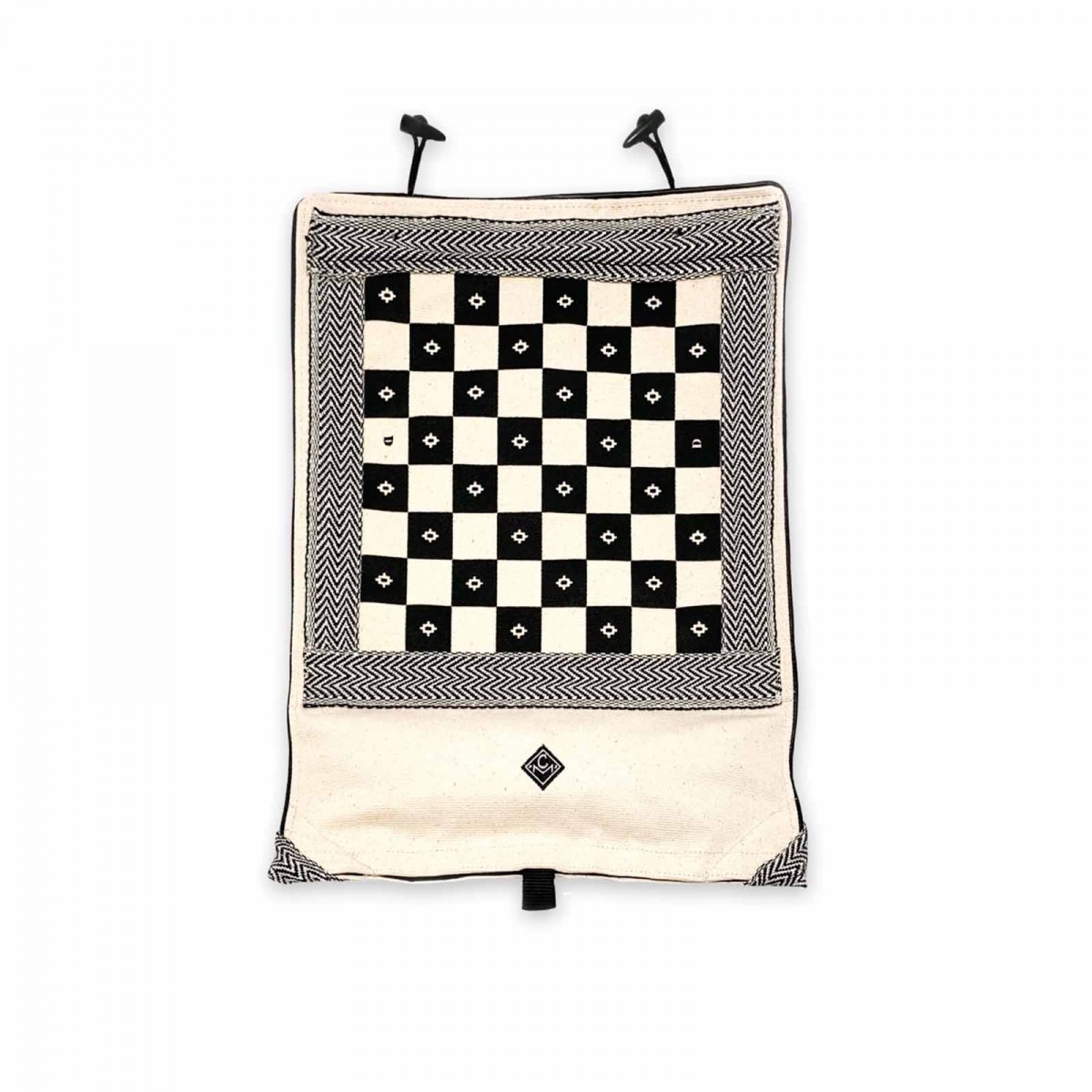Chezz Matazz - portables Schachspiel aus festem Baumwoll Canvas zum Einrollen und Mitnehmen mit integrierter Tasche 