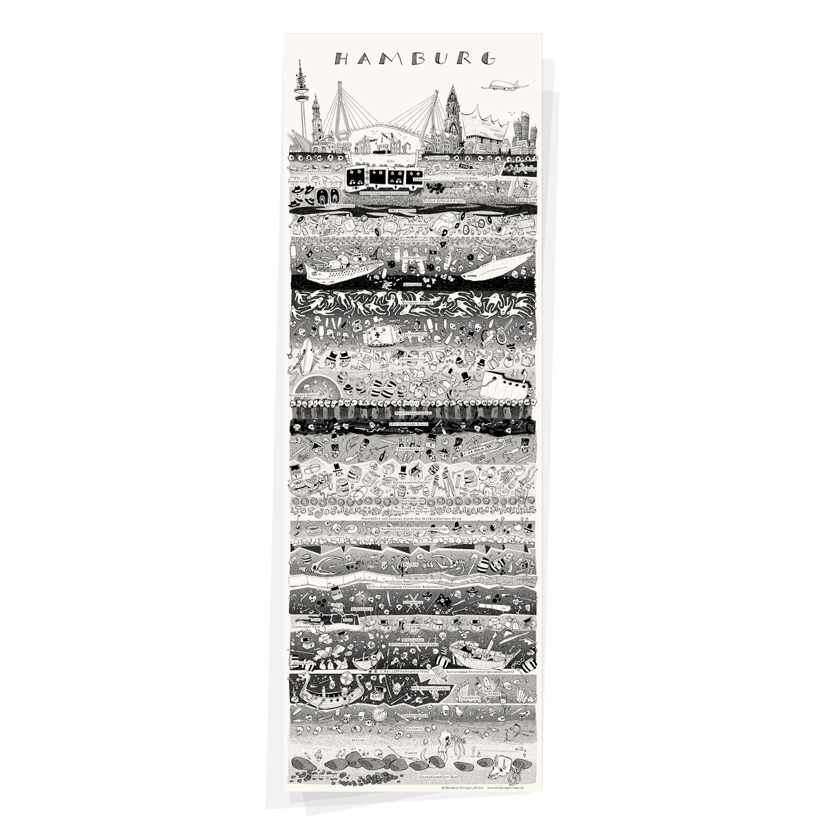 Wolfgang Philippi HAMBURG PLAKAT 30x88 cm