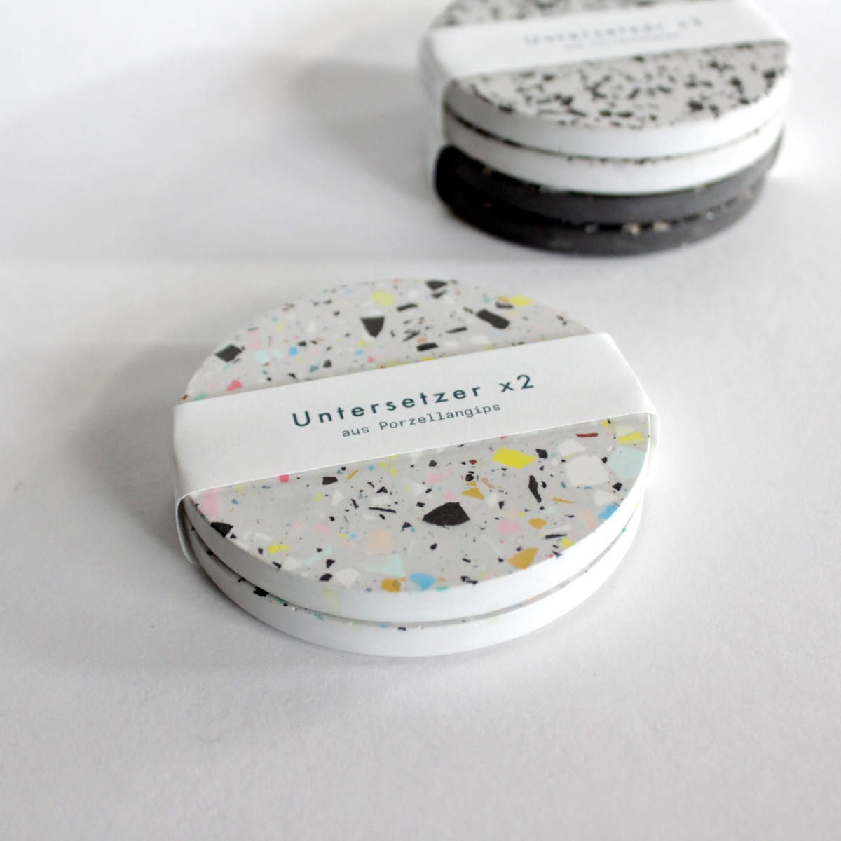 2 x Terrazzo Untersetzer Hellgrau / objet vague