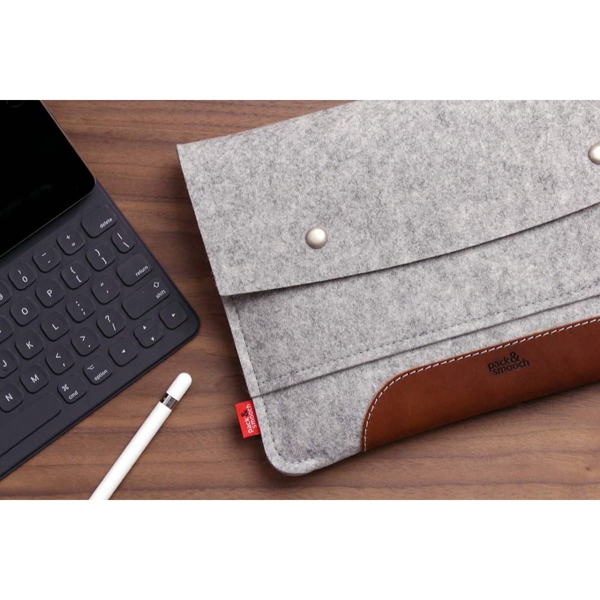 Pack & Smooch iPad Pro 12.9" (Late 2018) Hülle, Sleeve HAMPSHIRE 100% Merino Wollfilz, Naturlede