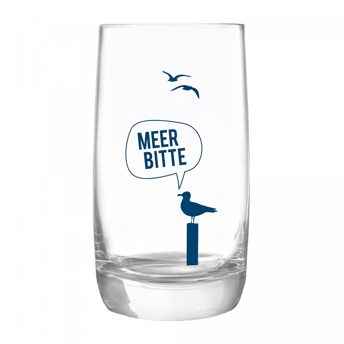 Kristallglas, Longdrinkglas "Meer Bitte Möwe" made in EU
