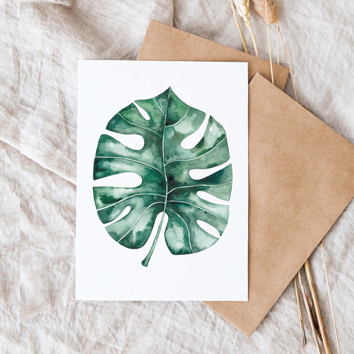 Paperlandscape | Faltkarte | Monstera Blatt | botanisch