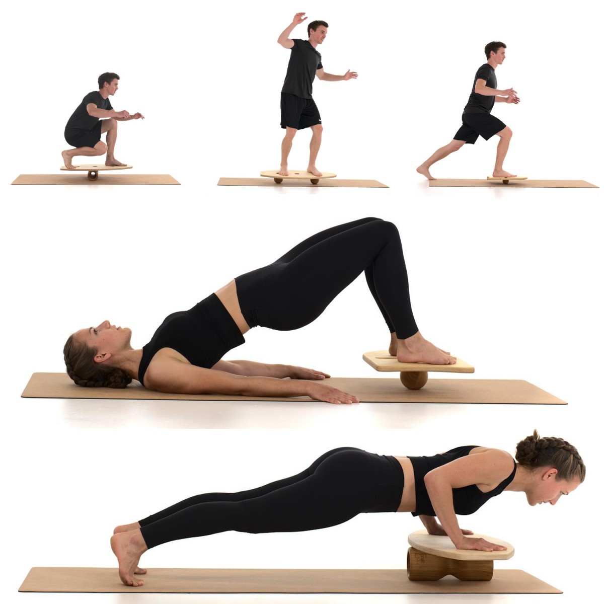 rollholz – Balanceboard & Faszienset zum Training für Gleichgewicht- & Koordinationsfähigkeit sowie Behandlung von beanspruchten Muskelgewebestrukturen (Set klein | Buche)