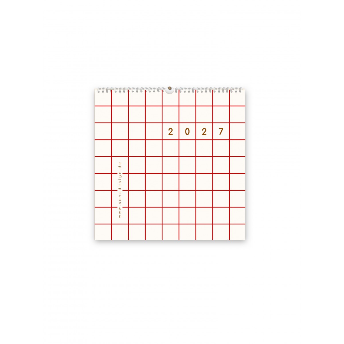 Wandkalender 2027, rotkariert - SANS.