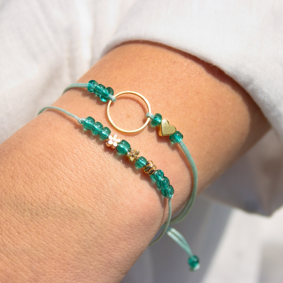 Armband auf Karte - Ring, Herz, Blümchen - Für Dich