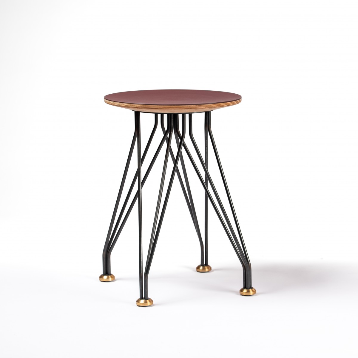 L hoch 2  Hocker 01.02 mit Linoleum burgundy