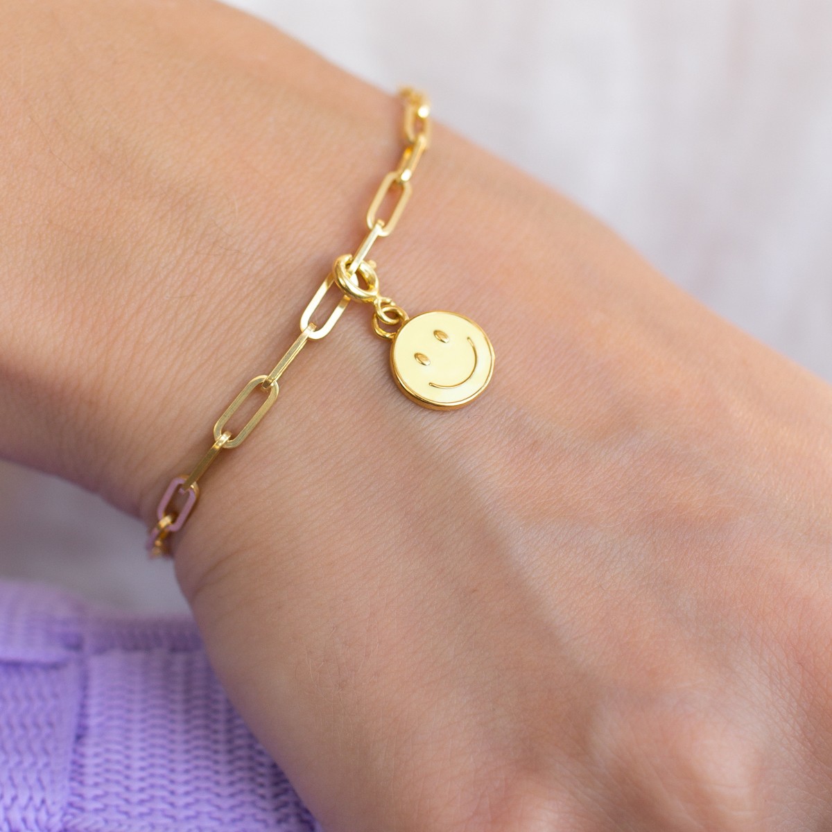 Smiley Charm Anhänger aus Gold Vermeil | Paeoni Colors