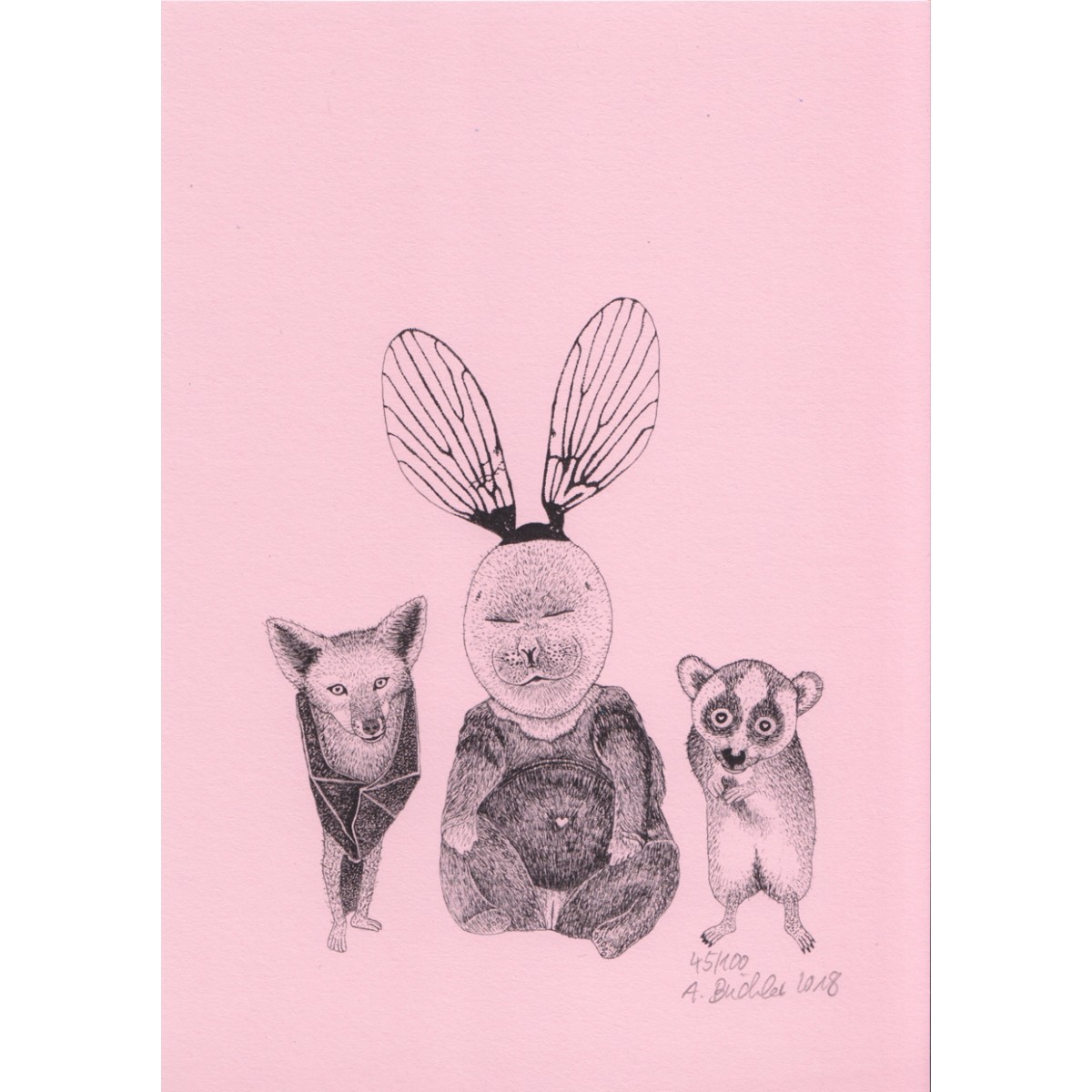 Anka Büchler, Das Liebesspiel der Wolpertinger, limitierte Digitaldruckserie, A5, Motiv 06