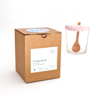 objet vague / Terrazzo Zuckerdose mit Holzlöffel / rosa