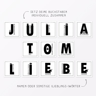 TYPOP 27-teiliges Set ABC-Karten "Ich liebe Dich von A-Z" quadratisch inkl. Verpackung