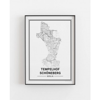 BERLIN Tempelhof Schöneberg Poster Stadtplan