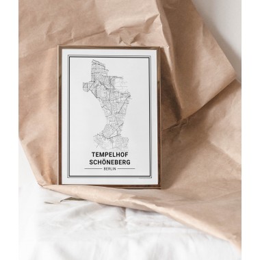 BERLIN Tempelhof Schöneberg Poster Stadtplan