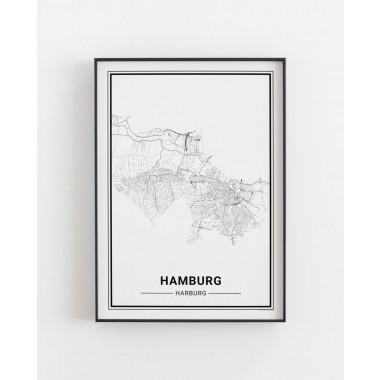 HAMBURG Harburg Poster Stadtplan