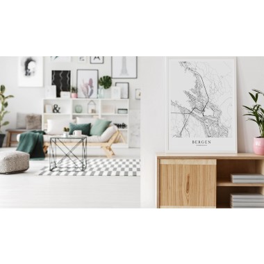 Karte BERGEN und Norwegen als Print im skandinavischen Stil von Skanemarie +++ Geschenkidee zu Weihnachten