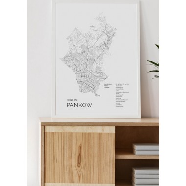 Karte BERLIN Pankow als Print im skandinavischen Stil von Skanemarie +++ Geschenkidee zu Weihnachten