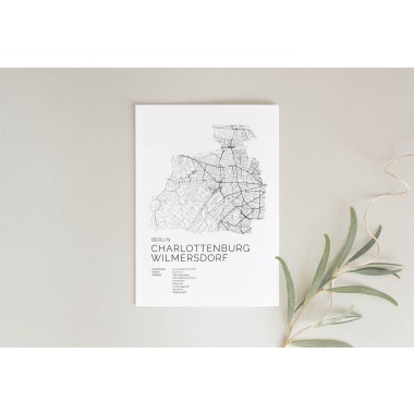 Karte BERLIN Charlottenburg Wilmersdorf als Poster im skandinavischen Stil von Skanemarie +++ Geschenkidee zu Weihnachten